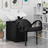 Shampoo Chair Manual Black and White 136 x 60 x 92 cm PVC - Side View