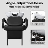 Shampoo Chair Manual Black and White 136 x 60 x 92 cm PVC - Extra Image