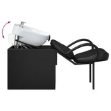 Shampoo Chair Manual Black and White 136 x 60 x 92 cm PVC - Low Angle
