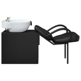 Shampoo Chair Manual Black and White 136 x 60 x 92 cm PVC - 45-Degree Angle