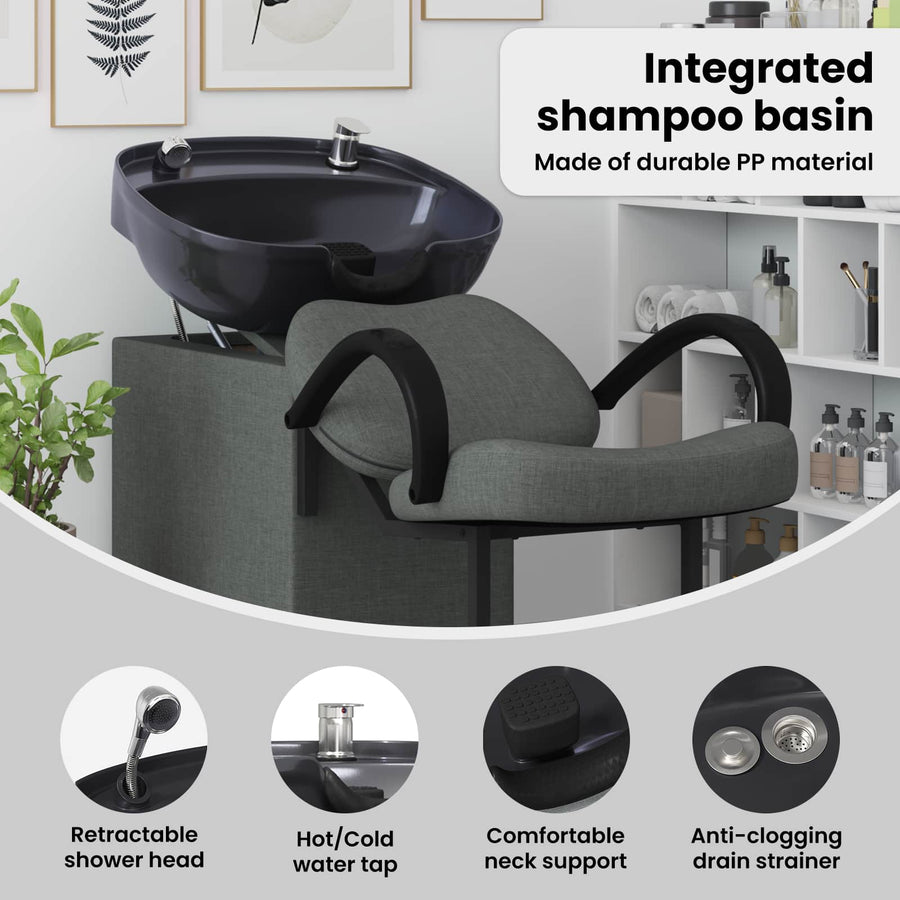 Shampoo Chair Dark Grey and Black 136 x 60 x 92 cm Plastic