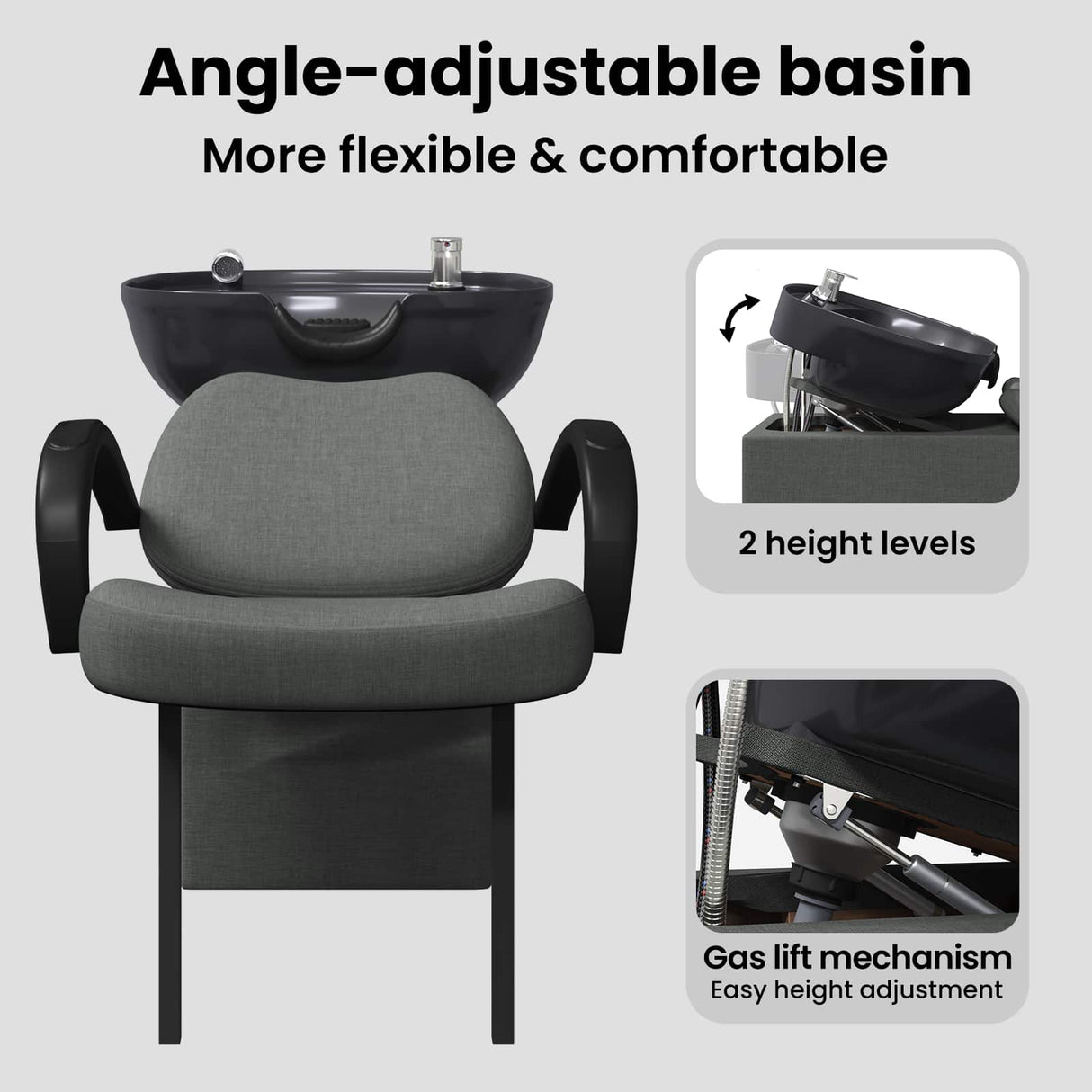 Shampoo Chair Dark Grey and Black 136 x 60 x 92 cm Fabric