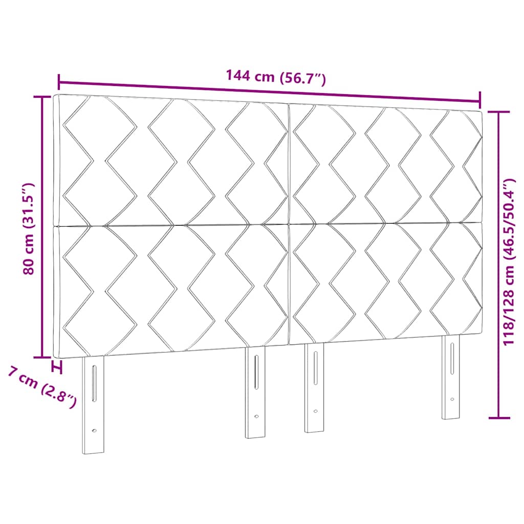 Headboard Black 144 cm Velvet