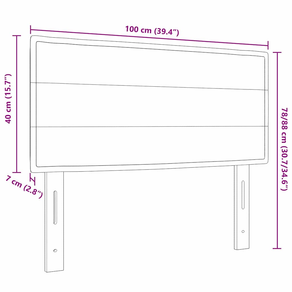 LED Headboard with LED Strip Lights Dark Grey 100 cm Polyester