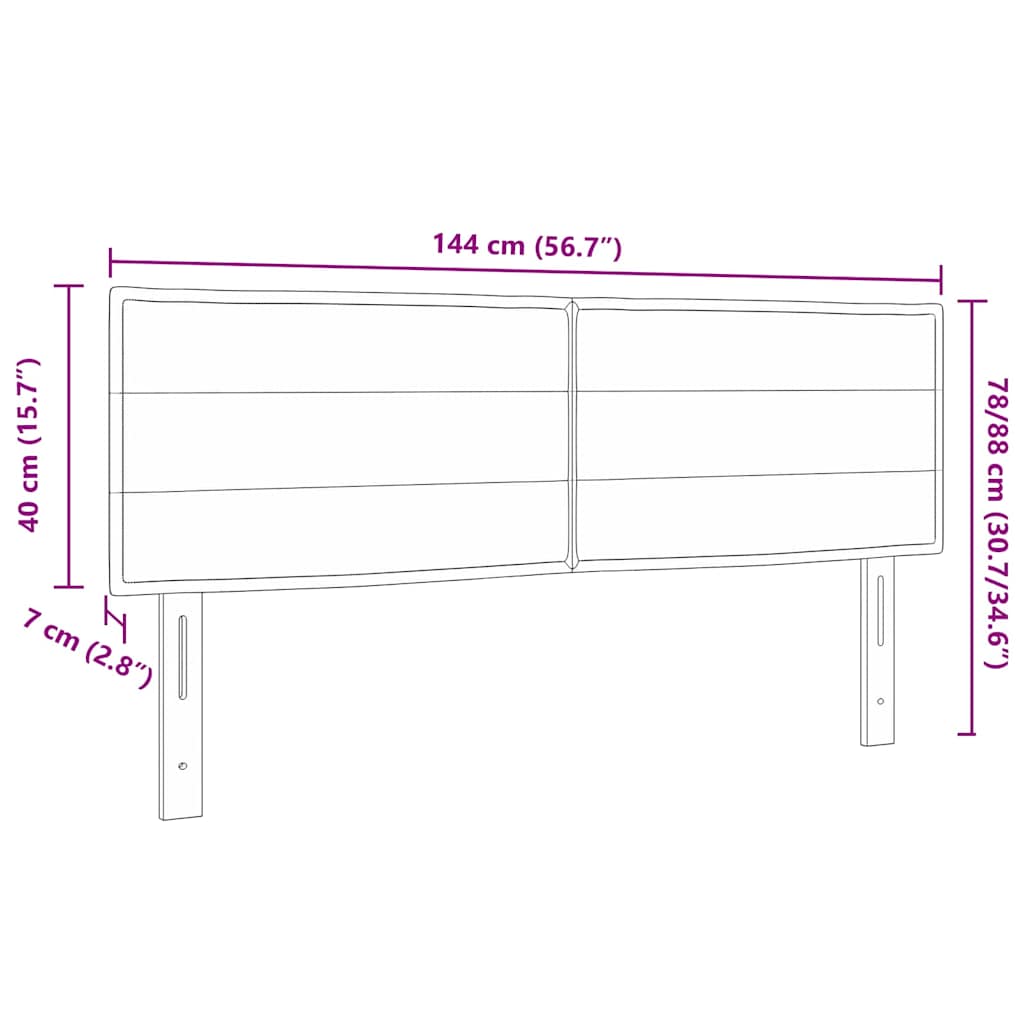 LED Headboard with LED Strip Lights Dark grey 144 cm Fabric