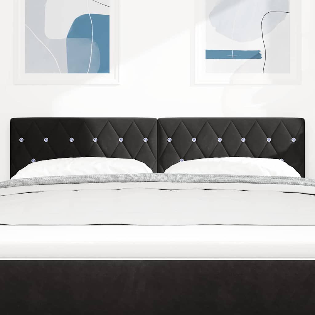 LED Headboard with LED Strip Lights Manual Black 144 cm Velvet