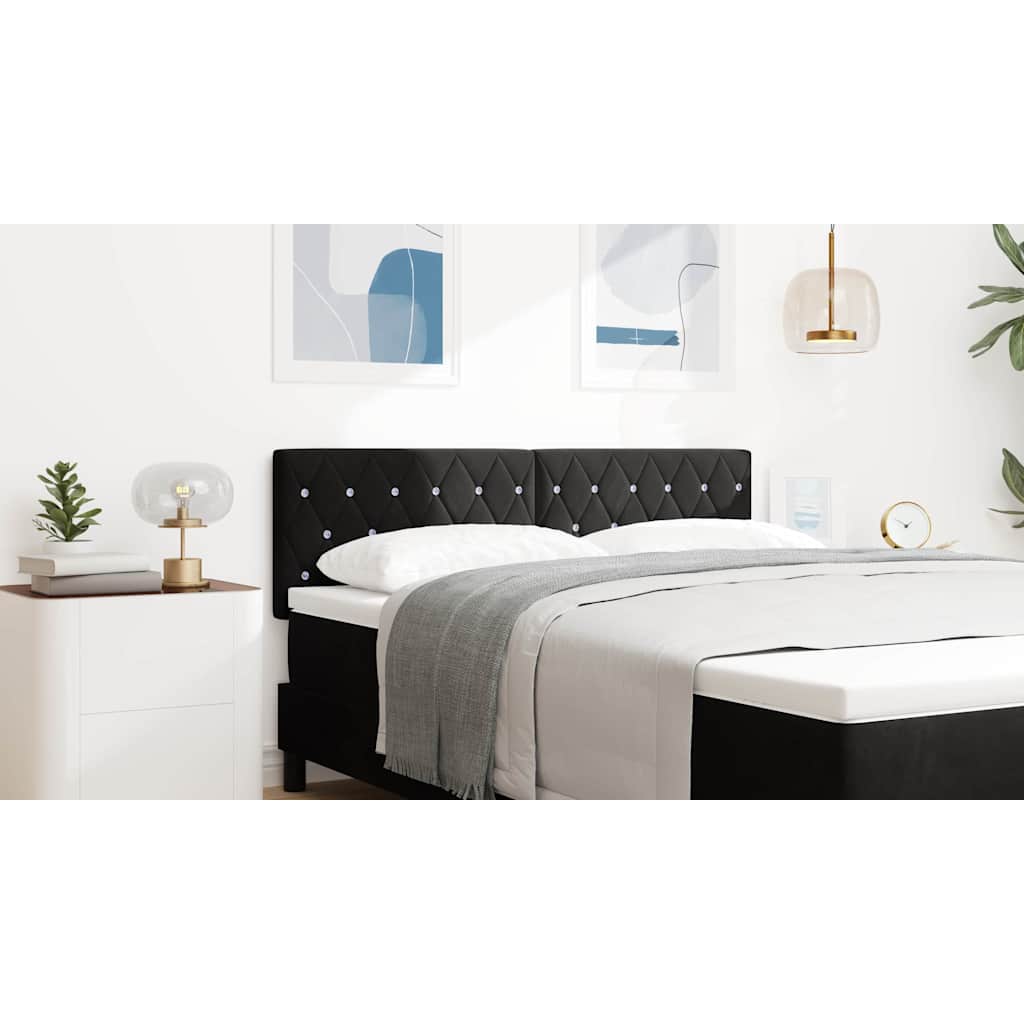 LED Headboard with LED Strip Lights Black 160 cm Polyester