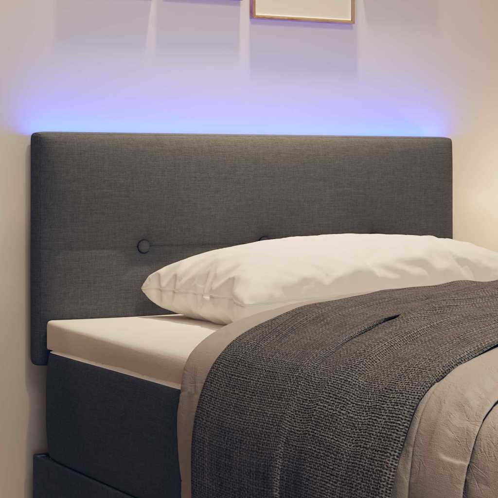 LED Headboard with LED Strip Lights Dark Grey 100 cm Fabric