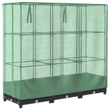 Raised Bed with Greenhouse Cover Rattan Look 120x40x123 cm - Rear View