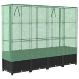 Raised Bed with Greenhouse Cover Rattan Look 160x40x138 cm - Rear View