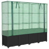 Raised Bed with Greenhouse Cover Rattan Look 160x40x153 cm - Front View