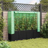 Raised Bed with Greenhouse Cover Rattan Look 160x40x153 cm - Side View