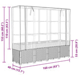 Raised Bed with Greenhouse Cover Rattan Look 160x40x153 cm - Extra Image