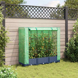 Raised Bed with Greenhouse Cover Rattan Look 120x40x123 cm - Side View