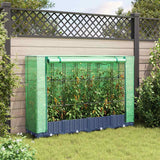 Raised Bed with Greenhouse Cover Rattan Look 160x40x123 cm - Side View