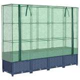 Raised Bed with Greenhouse Cover Rattan Look 160x40x138 cm - Front View