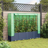 Raised Bed with Greenhouse Cover Rattan Look 160x40x138 cm - Side View