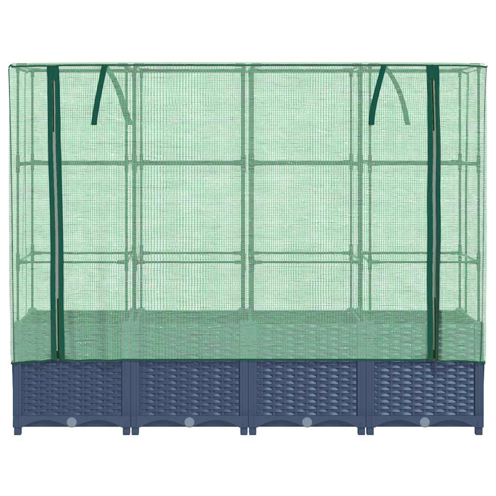 Raised Bed with Greenhouse Cover Rattan Look 160x40x138 cm
