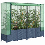 Raised Bed with Greenhouse Cover Rattan Look 160x40x138 cm