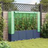Raised Bed with Greenhouse Cover Rattan Look 160x40x153 cm - Side View