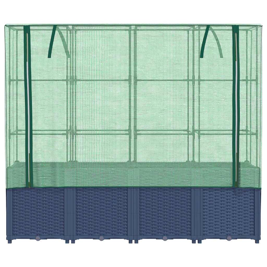 Raised Bed with Greenhouse Cover Rattan Look 160x40x153 cm