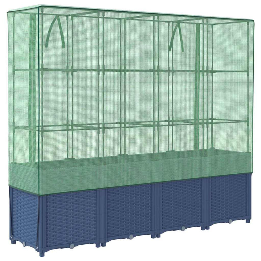 Raised Bed with Greenhouse Cover Rattan Look 160x40x153 cm