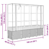 Raised Bed with Greenhouse Cover Rattan Look 160x40x153 cm - Extra Image