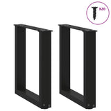 Coffee Table Legs U-Shaped 2 pcs Black 38x(42-43) cm Steel - Side View