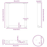 Coffee Table Legs U-Shaped 2 pcs Black 38x(42-43) cm Steel - Extra Image