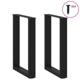 Dining Table Legs U-Shaped 2 pcs Black 50x(72-73) cm Steel - Side View