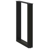 Dining Table Legs U-Shaped 2 pcs Black 50x(72-73) cm Steel