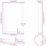 Dining Table Legs U-Shaped 2 pcs Black 50x(72-73) cm Steel - Extra Image