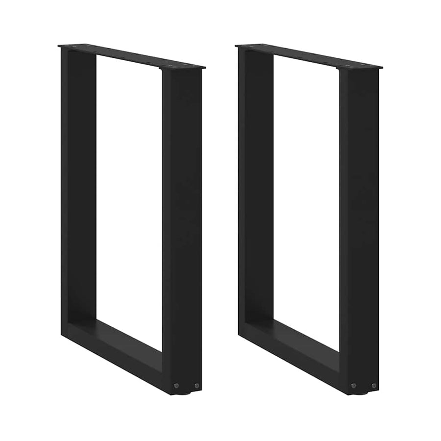 Dining Table Legs U-Shaped 2 pcs Black 60x(72-73) cm Steel