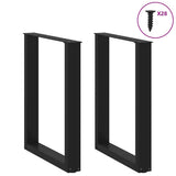 Dining Table Legs U-Shaped 2 pcs Black 70x(72-73) cm Steel - Side View