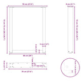 Dining Table Legs U-Shaped 2 pcs Black 70x(72-73) cm Steel - Extra Image