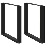 Dining Table Legs U-Shaped 2 pcs Black 80x(72-73) cm Steel