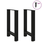 Dining Table Legs Black 2 pcs 60x(72-73) cm Steel - Side View