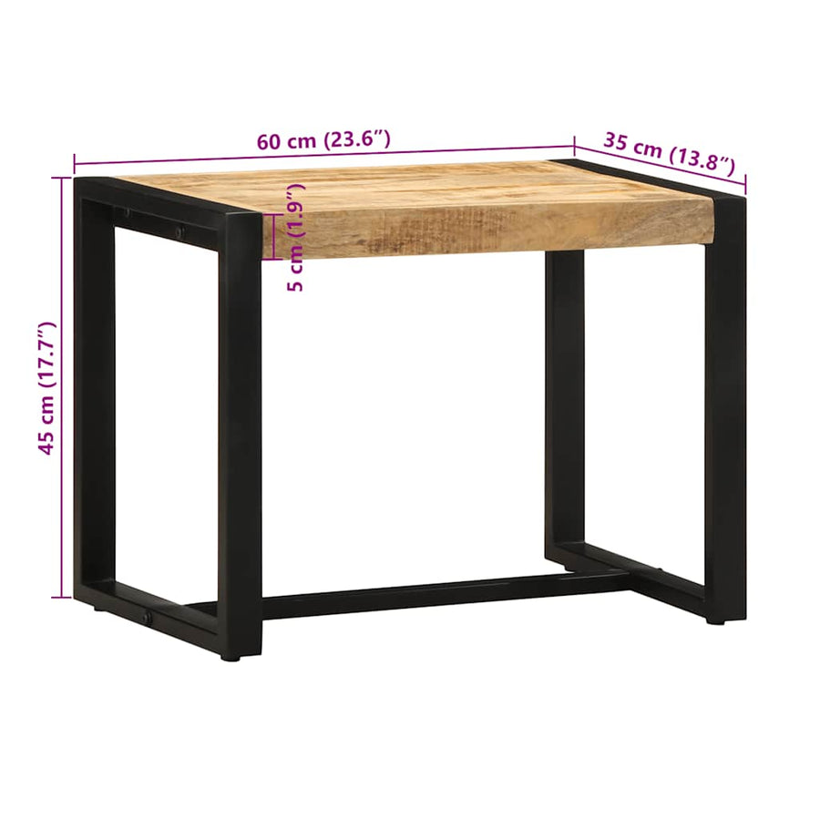 Bench 60x35x45 cm Solid Rough Wood Mango