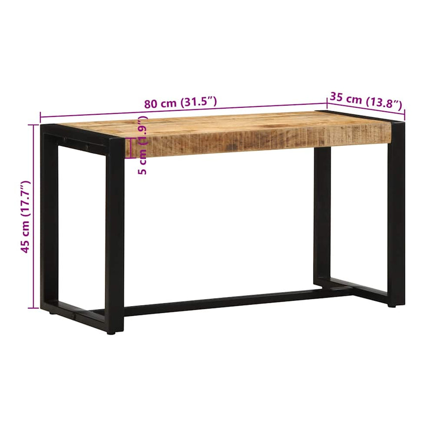 Bench 80x35x45 cm Solid Rough Wood Mango