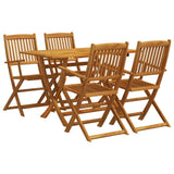 5 Piece Garden Dining Set Solid Wood Eucalyptus - Front View