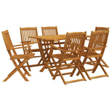 7 Piece Garden Dining Set Solid Wood Eucalyptus - Front View