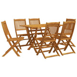 7 Piece Garden Dining Set Solid Wood Eucalyptus - Front View