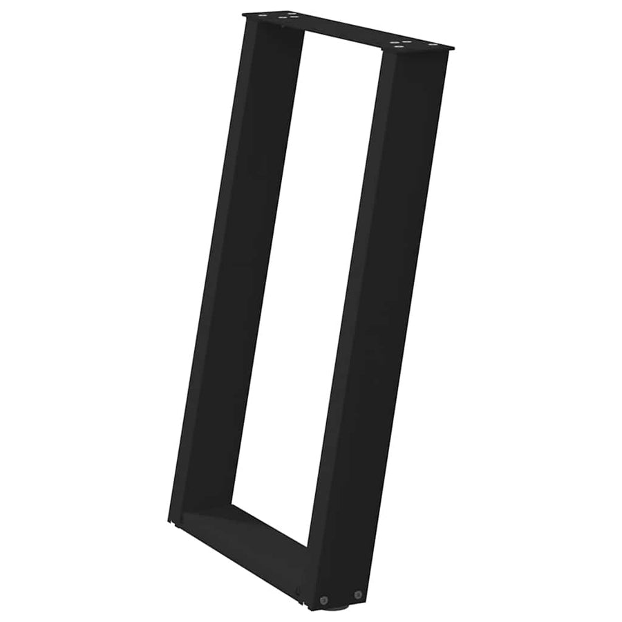 Dining Table Legs U-Shaped 2 pcs Black 60x(72-73) cm Steel