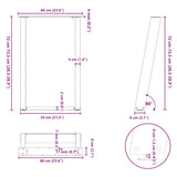 Dining Table Legs U-Shaped 2 pcs Black 60x(72-73) cm Steel - Extra Image