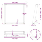 Dining Table Legs U-Shaped 2 pcs Black 70x(72-73) cm Steel