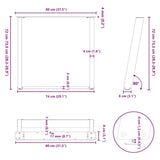 Dining Table Legs U-Shaped 2 pcs Black 80x(72-73) cm Steel