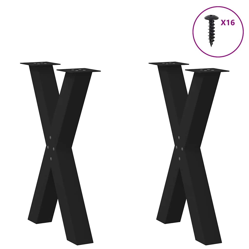 Dining Table Legs X-Shaped 2 pcs Black 60x(72-73) cm Steel