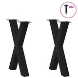 Dining Table Legs X-Shaped 2 pcs Black 60x(72-73) cm Steel - Side View