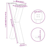 Dining Table Legs X-Shaped 2 pcs Black 60x(72-73) cm Steel - Extra Image