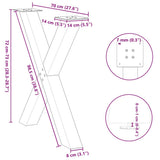 Dining Table Legs X-Shaped 2 pcs Black 70x(72-73) cm Steel - Extra Image